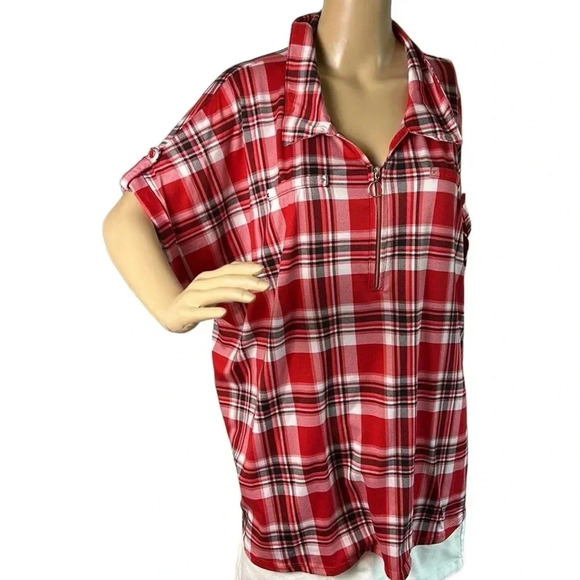 Women 3X top,red, plaid , cottage core , country vibe, cowboy, rodeo.NWOT,EC - Picture 8 of 15